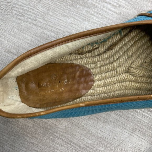 kate spade lara logo espadrille flat turquoise size 7 - Picture 5 of 6